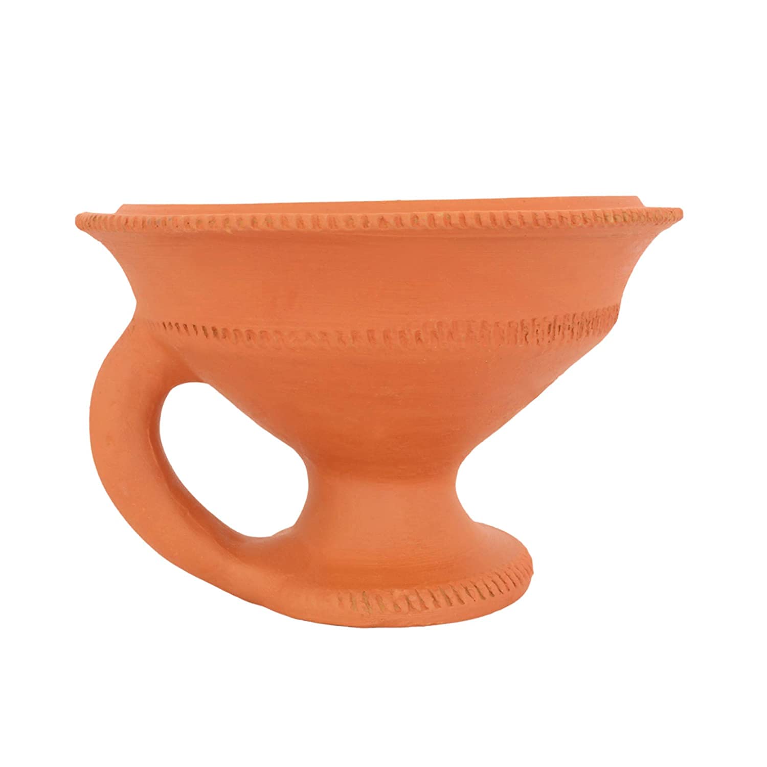 NRSON Clay Dhoop Loban Dani Incense Holder, Traditional Handmade Burner for Puja and Hawan, 1 Count - back view
