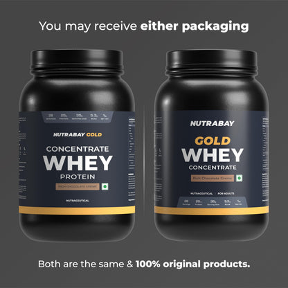 Nutrabay Gold Whey Protein Concentrate with Digestive Enzymes, 25g Protein, 5.3g BCAA, 3.9g Glutamic Acid per Serving - front