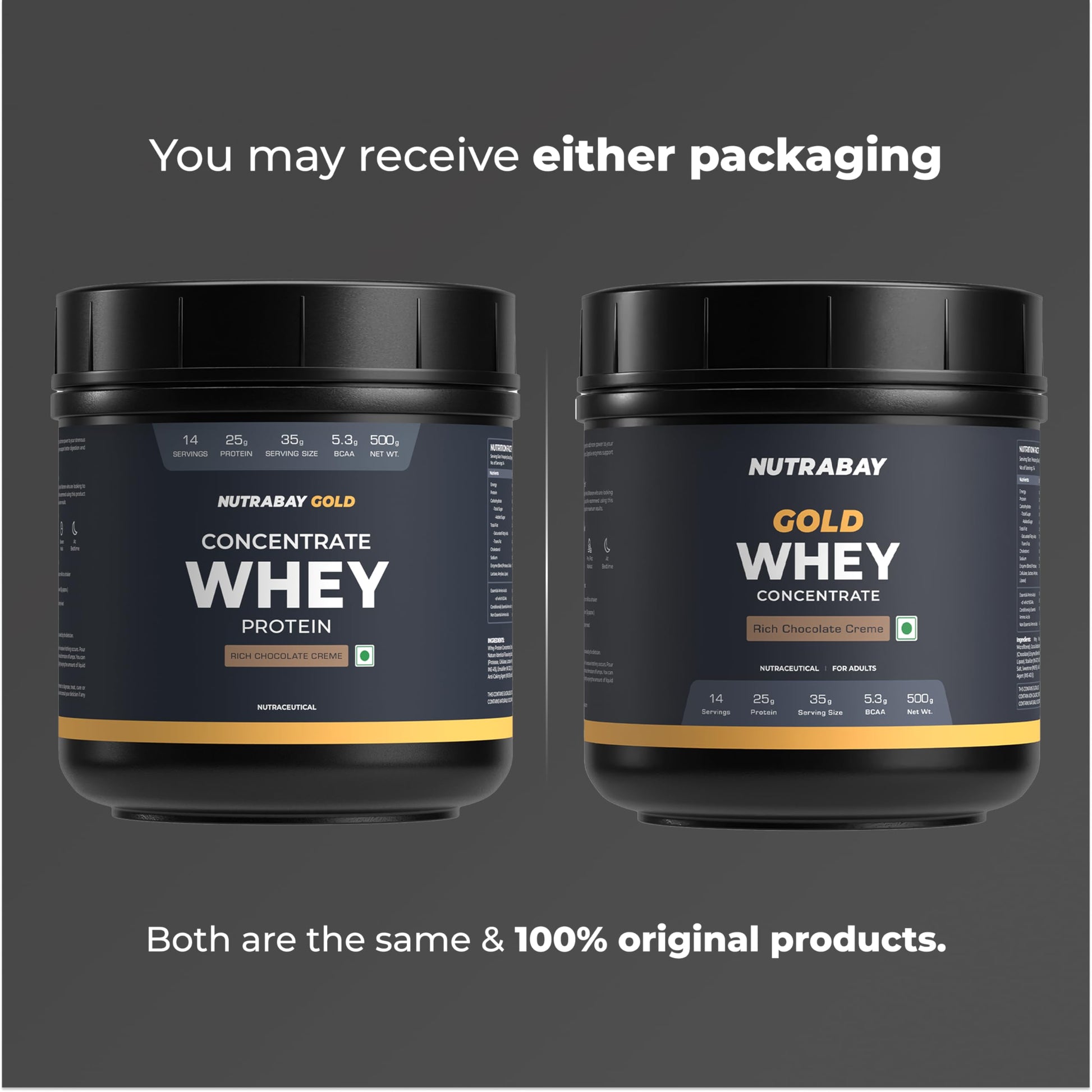 Nutrabay Gold Whey Protein Concentrate with Digestive Enzymes, 25g Protein, 5.3g BCAA, 3.9g Glutamic Acid per Serving - front