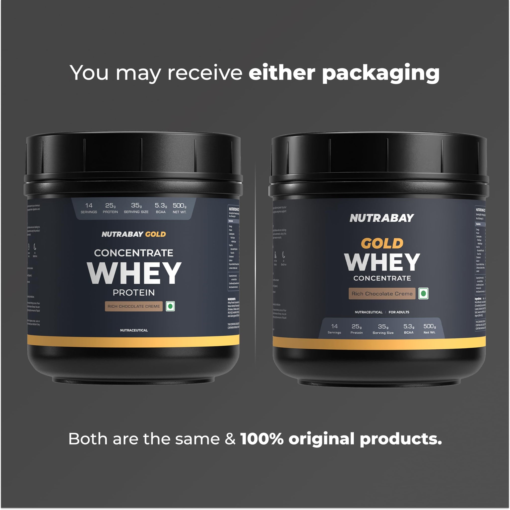 Nutrabay Gold Whey Protein Concentrate with Digestive Enzymes, 25g Protein, 5.3g BCAA, 3.9g Glutamic Acid per Serving - front