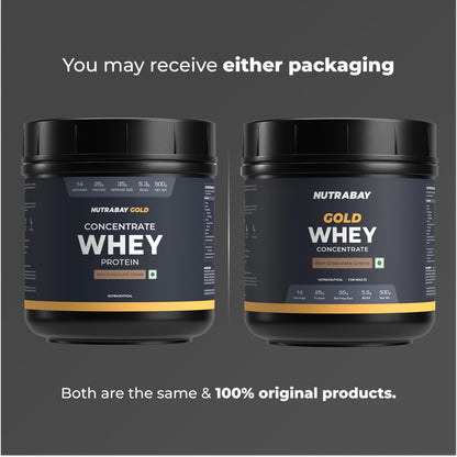 Nutrabay Gold Whey Protein Concentrate with Digestive Enzymes, 25g Protein, 5.3g BCAA, 3.9g Glutamic Acid per Serving - front