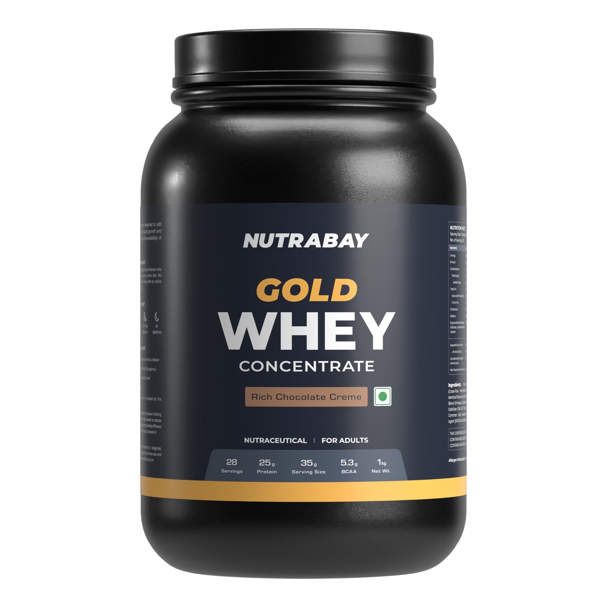 Nutrabay Gold Whey Protein Concentrate with Digestive Enzymes, 25g Protein, 5.3g BCAA, 3.9g Glutamic Acid per Serving (9)