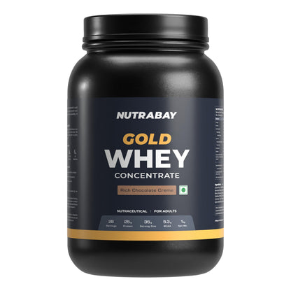 Nutrabay Gold Whey Protein Concentrate with Digestive Enzymes, 25g Protein, 5.3g BCAA, 3.9g Glutamic Acid per Serving (9)