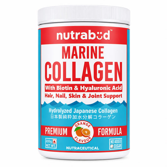 nutrabud Japanese Marine Collagen Powder Supplement, 200g, Hydrolyzed Type-1 Peptides, No Added Sugar, Unisex Adult