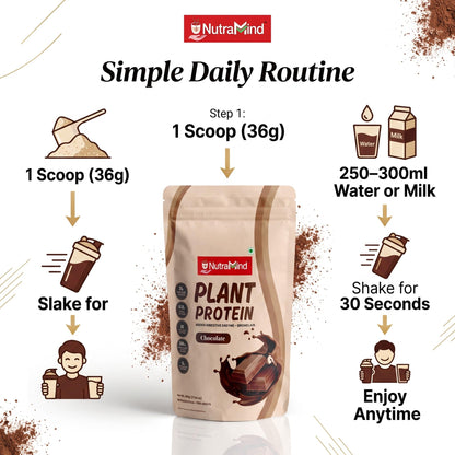 NutraMind Plant Protein Powder Chocolate 500g, 26g Protein Per Serving, Vegan, Dairy-Free, Lactose-Free - close-up detail