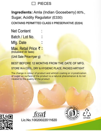 NutrAmla Classic Amla Candy Pieces, 400g (2 x 200g), Gooseberry Candy Combo Pack - back view