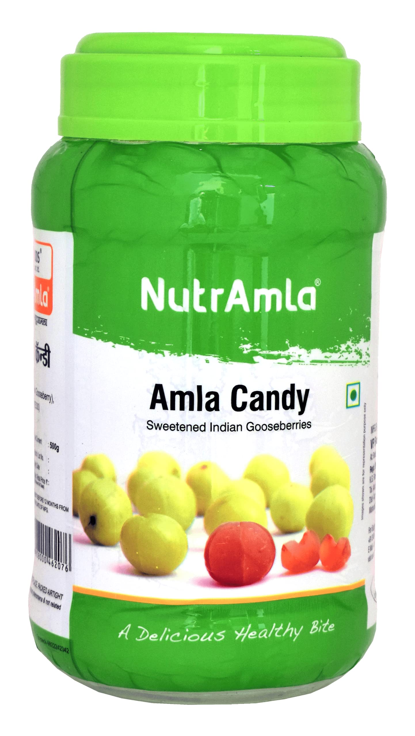 NutrAmla Dried Amla Candy Whole Fruit, 500g, Natural Sweet and Chewy Gooseberry Candy