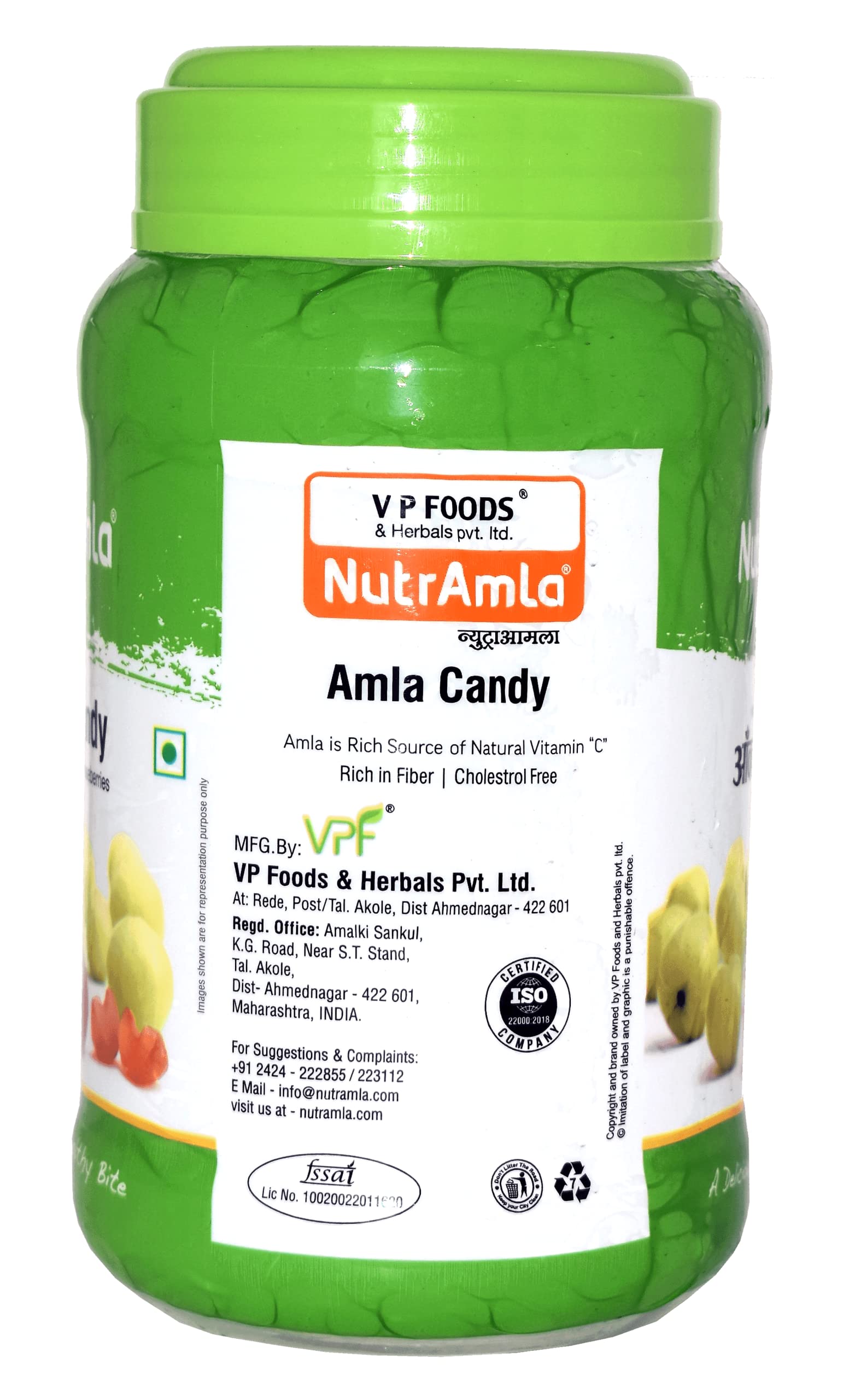 NutrAmla Dried Amla Candy Whole Fruit, 500g, Natural Sweet and Chewy Gooseberry Candy - back view