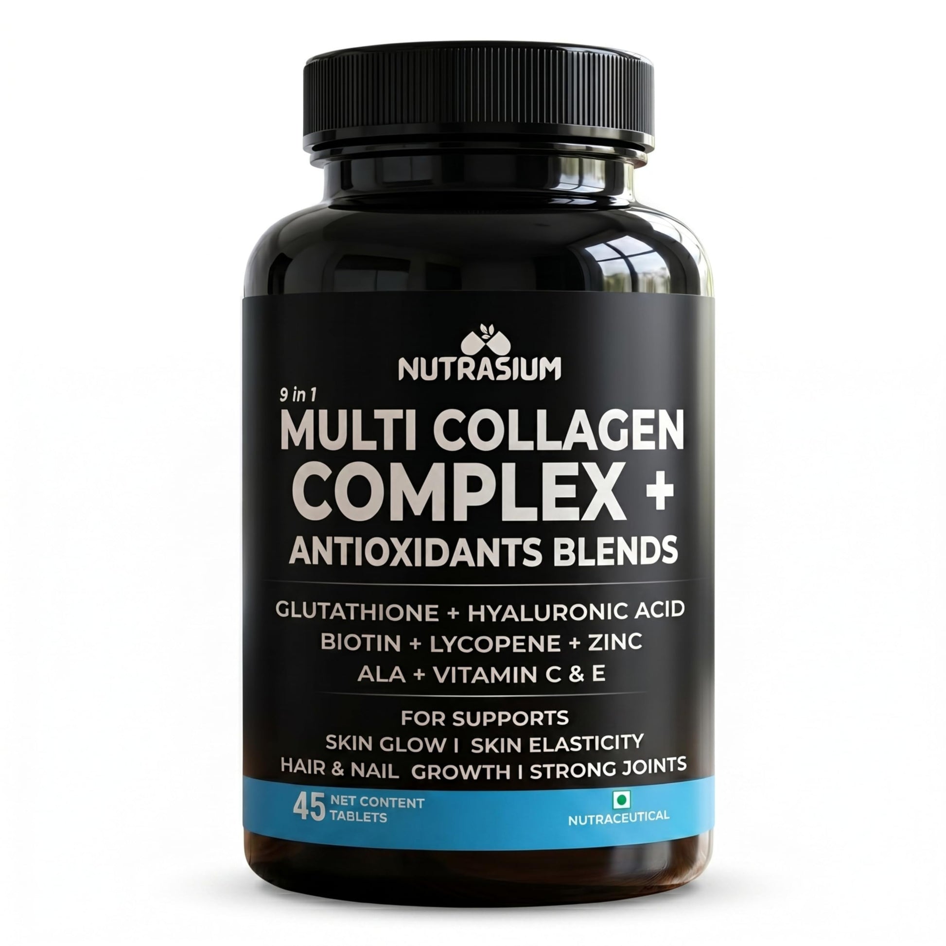 Nutrasium Multi Collagen Glutathione Hyaluronic Acid Dietary Supplement, Adult Unisex Tablets, 300g