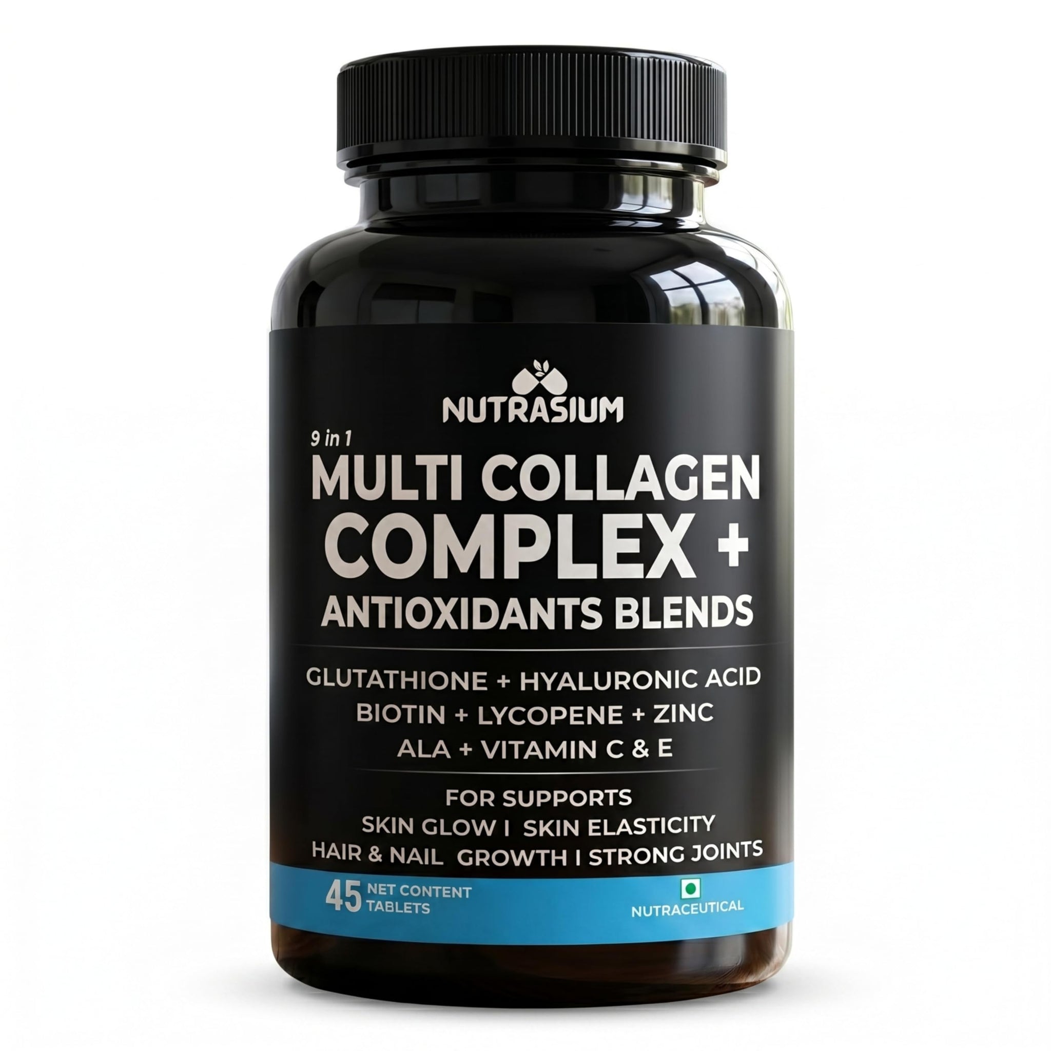 Nutrasium Multi Collagen Glutathione Hyaluronic Acid Dietary Supplement, Adult Unisex Tablets, 300g