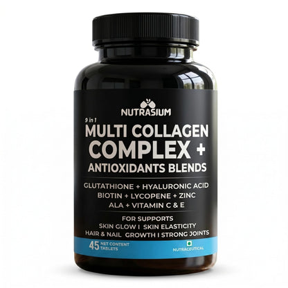 Nutrasium Multi Collagen Glutathione Hyaluronic Acid Dietary Supplement, Adult Unisex Tablets, 300g