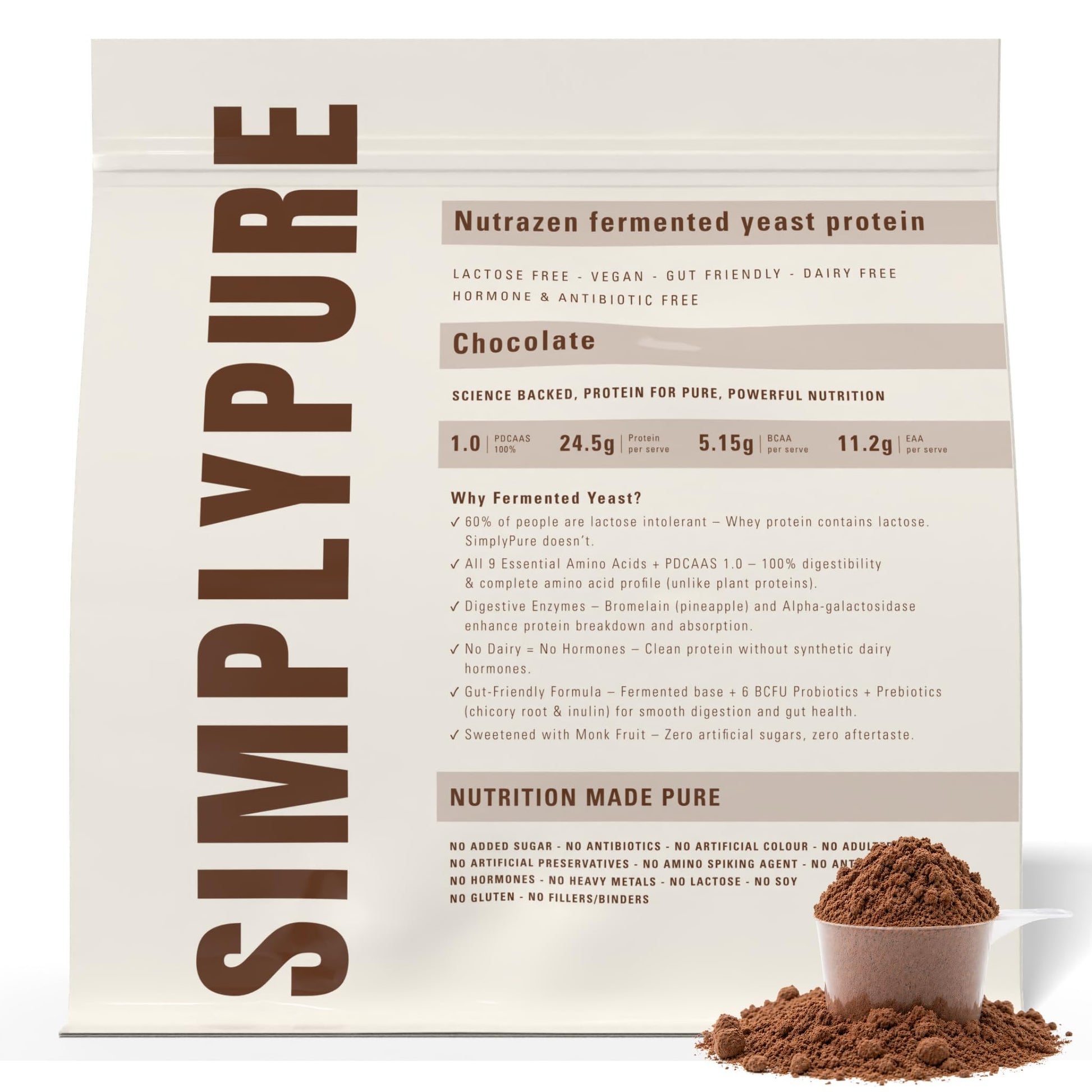 Nutrazen SimplyPure Fermented Yeast Protein Powder, Vegan, 24.7g Protein, Adult (19)