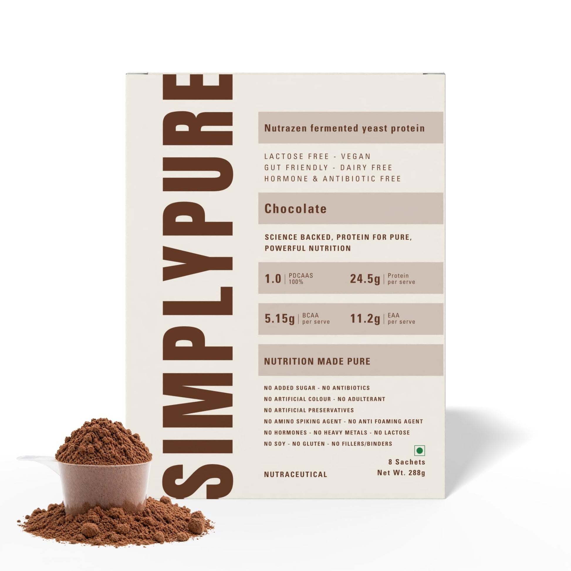 Nutrazen SimplyPure Fermented Yeast Protein Powder, Vegan, 24.7g Protein, Adult (28)