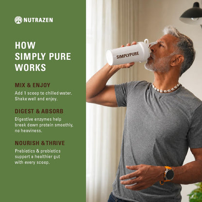 Nutrazen SimplyPure Fermented Yeast Protein Powder, Vegan, 24.7g Protein, Adult - close-up detail (60)