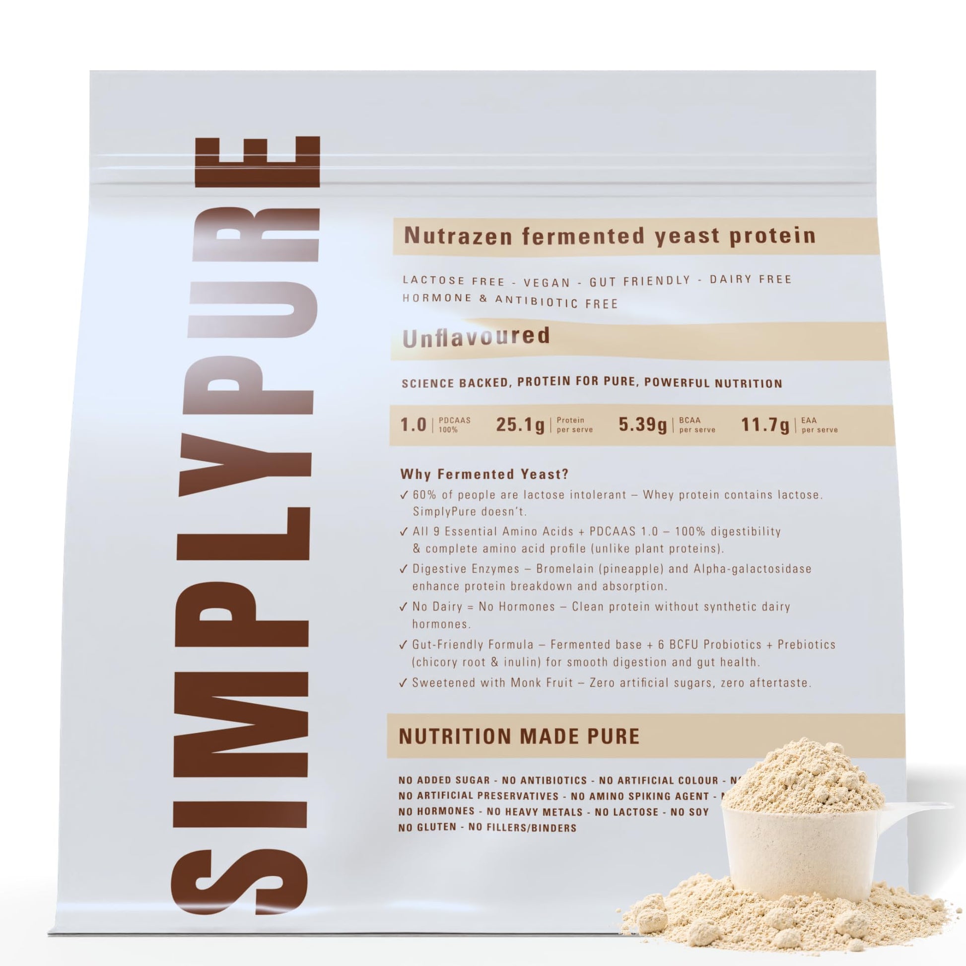 Nutrazen SimplyPure Fermented Yeast Protein Powder, Vegan, 24.7g Protein, Adult (67)