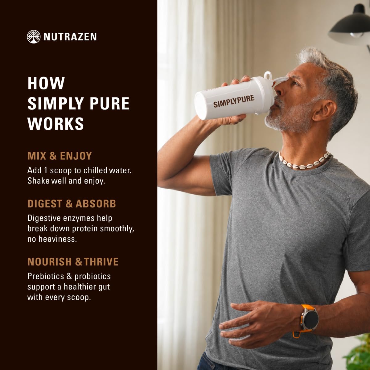 Nutrazen SimplyPure Fermented Yeast Protein Powder, Vegan, 24.7g Protein, Adult - ingredients panel
