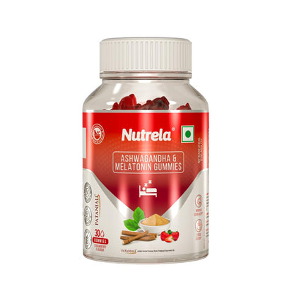 NUTRELA Ashwagandha & Melatonin Gummies for Adults, Strawberry Flavored Dietary Supplement