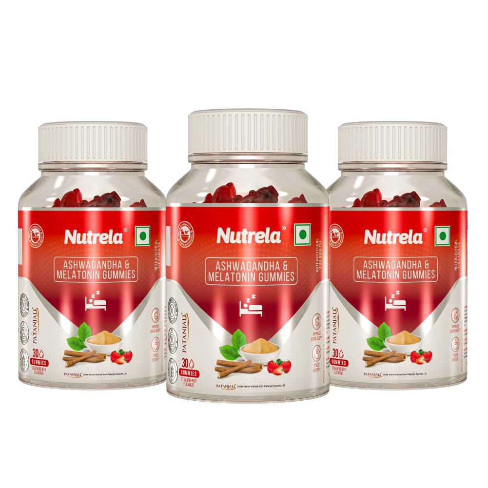 NUTRELA Ashwagandha & Melatonin Gummies for Adults, Strawberry Flavored Dietary Supplement (11)