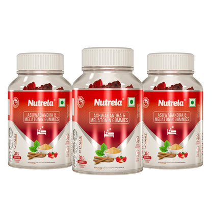 NUTRELA Ashwagandha & Melatonin Gummies for Adults, Strawberry Flavored Dietary Supplement (11)