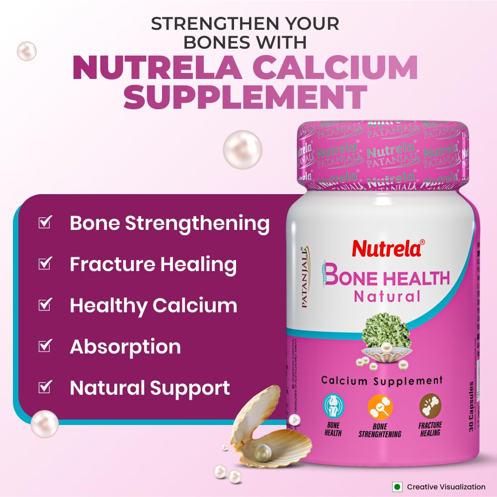 NUTRELA Bone Health Calcium Supplement with Moti Pishti, Mukta Shukti Pishti, Saileya, 30 Capsules, Herbal Supplement - close