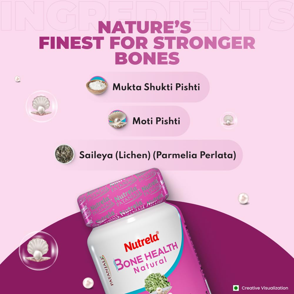 NUTRELA Bone Health Calcium Supplement with Moti Pishti, Mukta Shukti Pishti, Saileya, 30 Capsules, Herbal Supplement - in us
