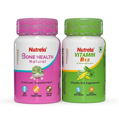 Nutrela Calcium and Vitamin B12 Supplement Capsules, 150g, Gluten-Free, GMO-Free