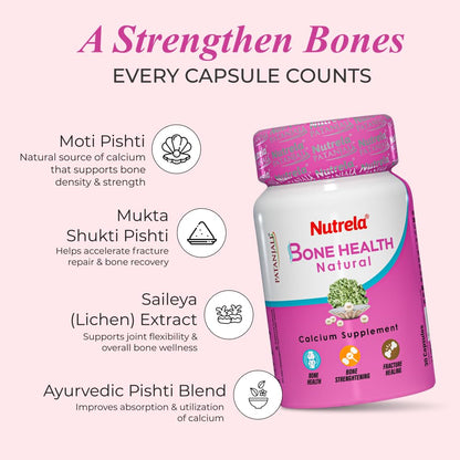 Nutrela Calcium and Vitamin B12 Supplement Capsules, 150g, Gluten-Free, GMO-Free - back view (11)