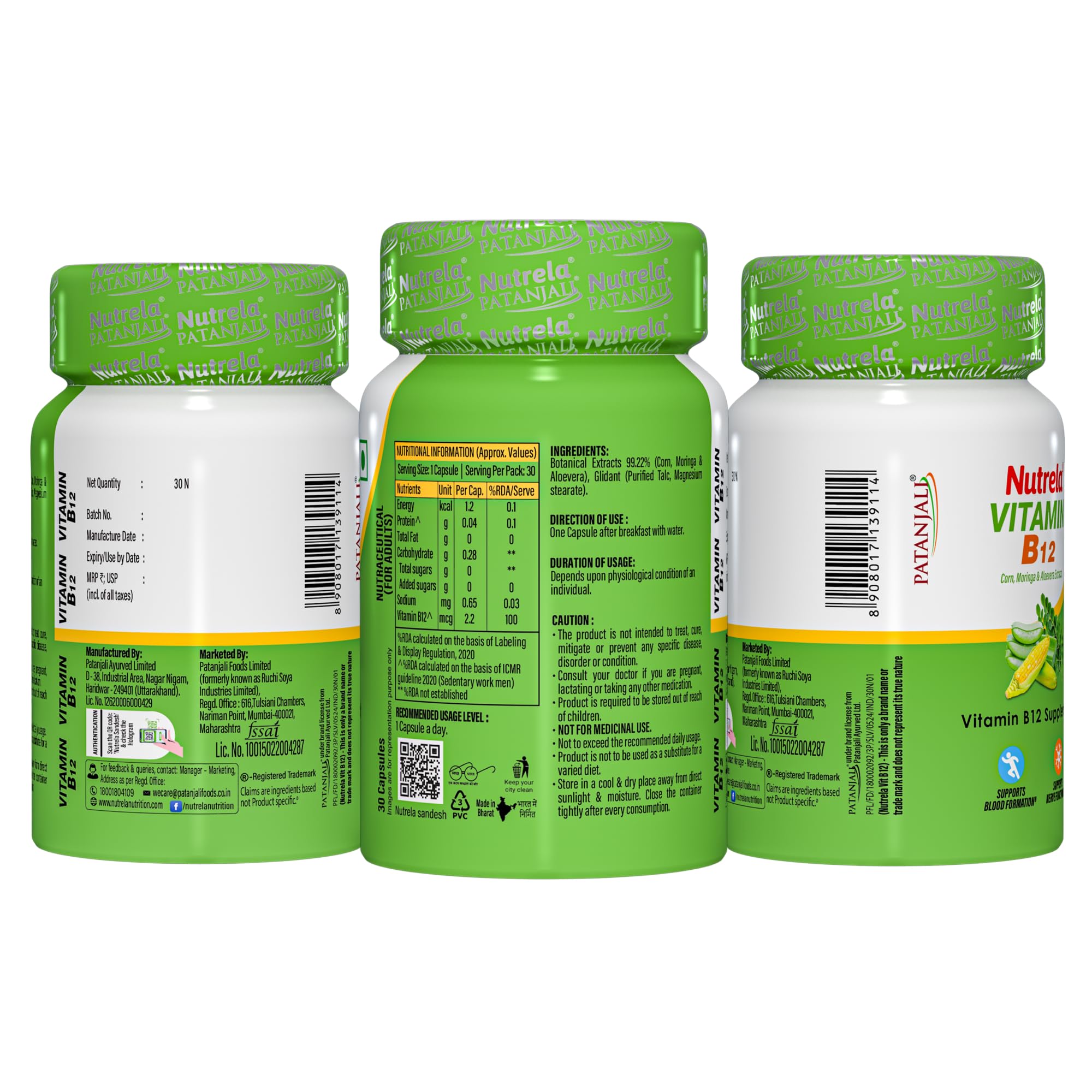 Nutrela Calcium and Vitamin B12 Supplement Capsules, 150g, Gluten-Free, GMO-Free - in use (20)