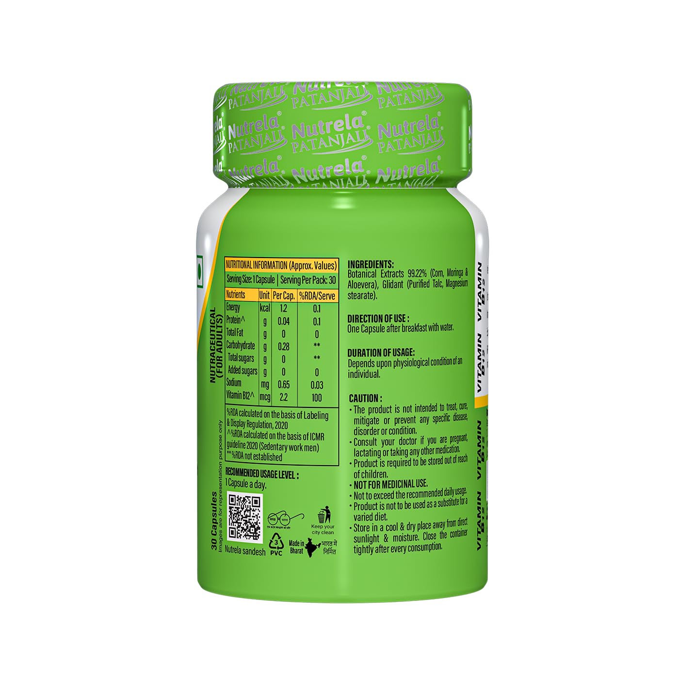 Nutrela Calcium and Vitamin B12 Supplement Capsules, 150g, Gluten-Free, GMO-Free - in use