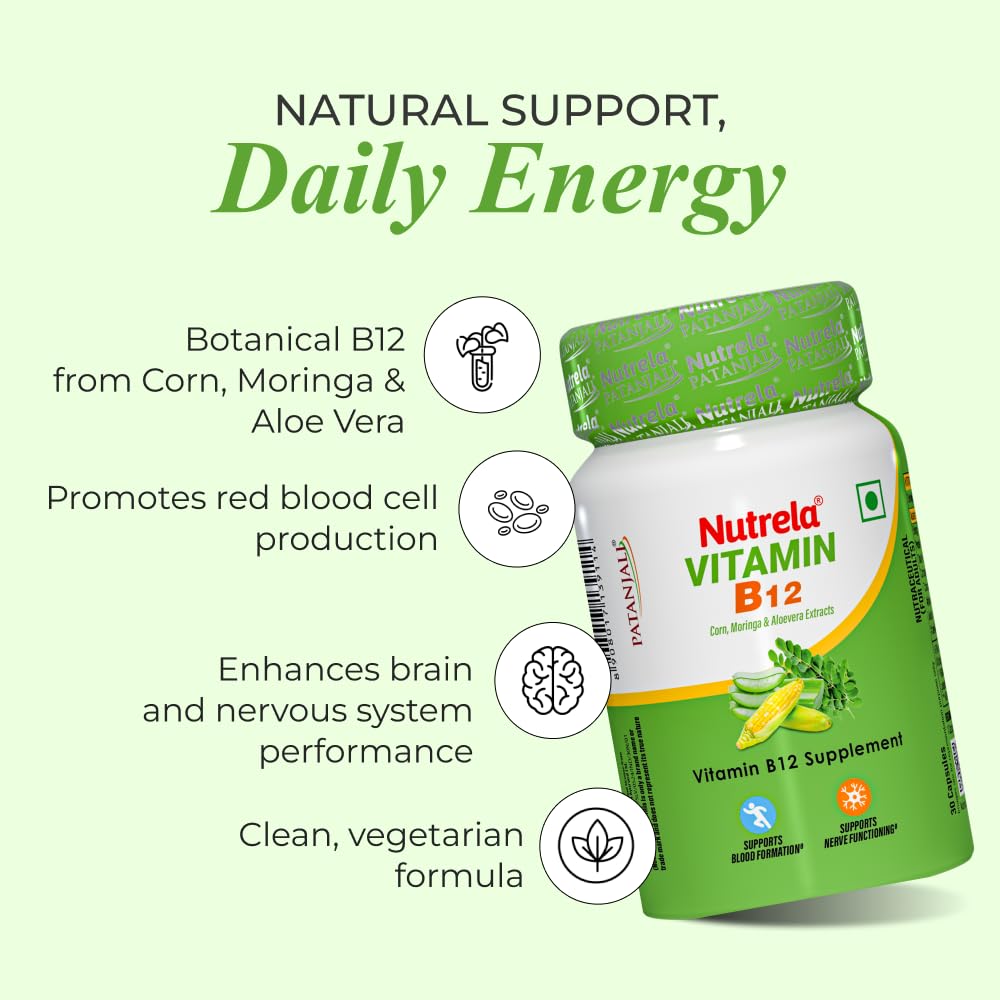 Nutrela Calcium and Vitamin B12 Supplement Capsules, 150g, Gluten-Free, GMO-Free - size and scale