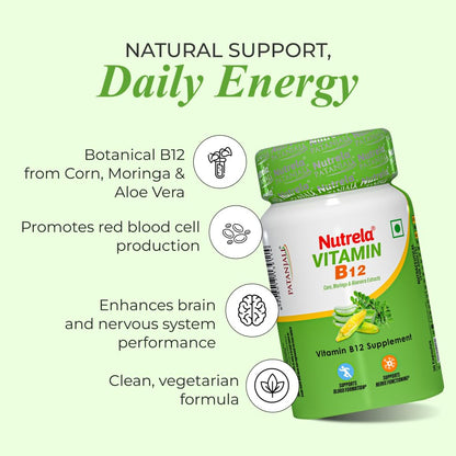Nutrela Calcium and Vitamin B12 Supplement Capsules, 150g, Gluten-Free, GMO-Free - size and scale