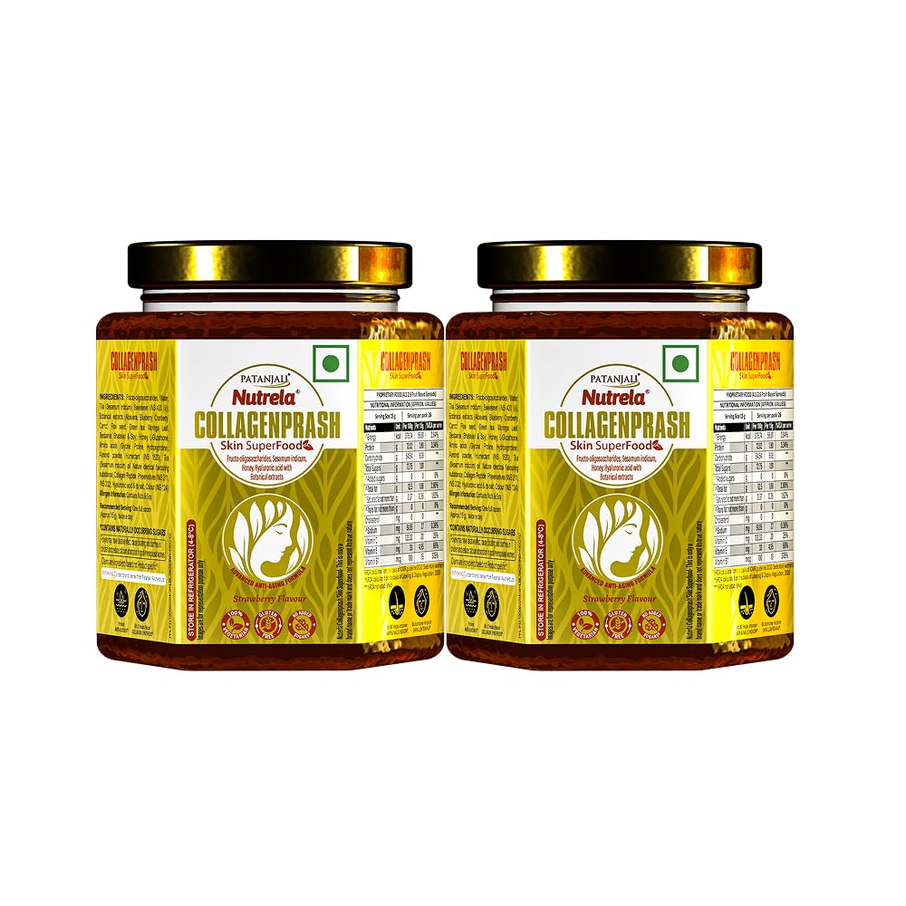 Nutrela Collagen Prash Supplement, 400g, Vegetarian Collagen Powder with Plant-Based Ingredients, Strawberry Flavor, Gluten-F
