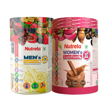 Nutrela Combo Women Superfood & Men Superfood Whey Protein Supplement Powder, 400g Each