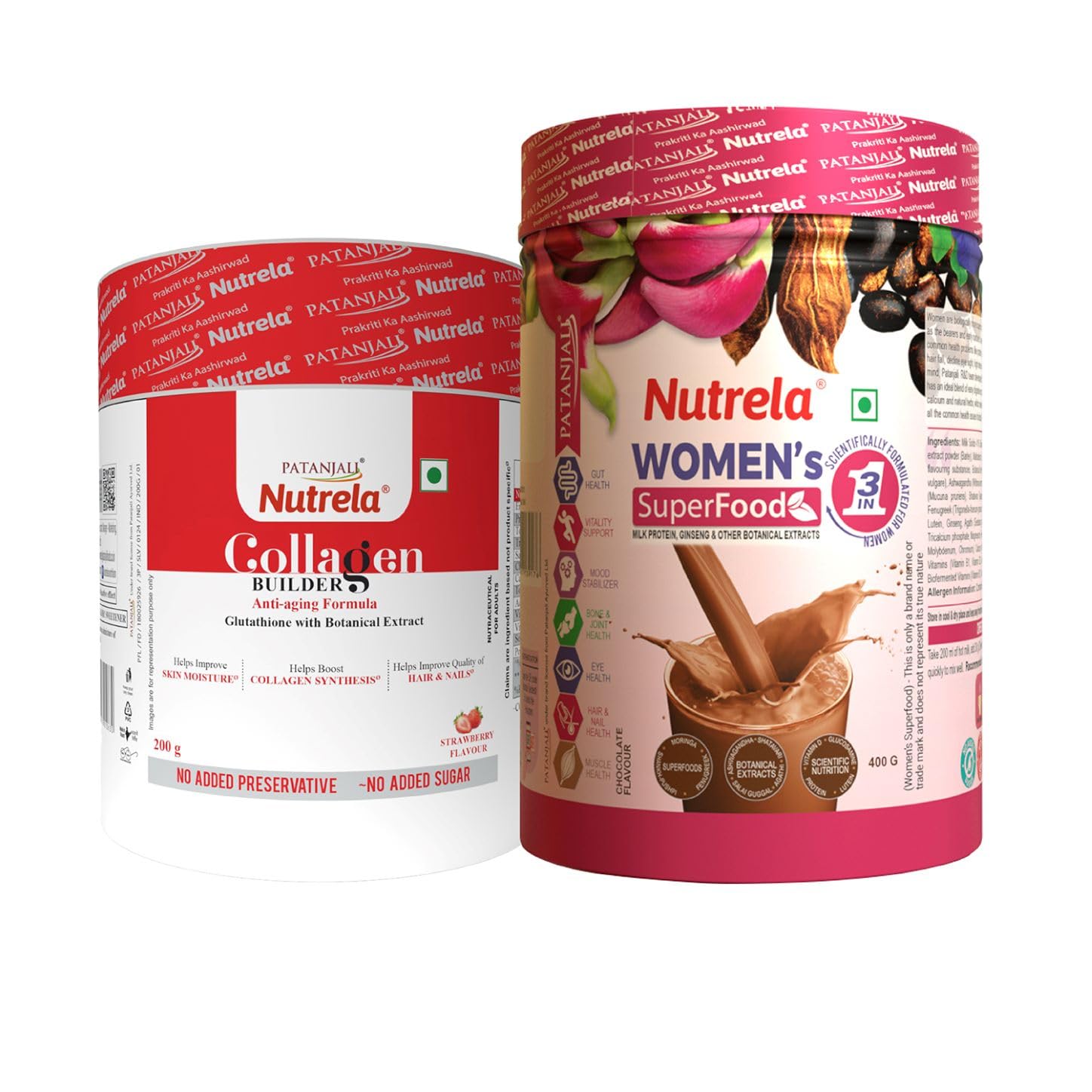 Nutrela Combo Women Superfood & Men Superfood Whey Protein Supplement Powder, 400g Each (24)
