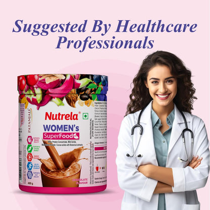 Nutrela Combo Women Superfood & Men Superfood Whey Protein Supplement Powder, 400g Each - in use