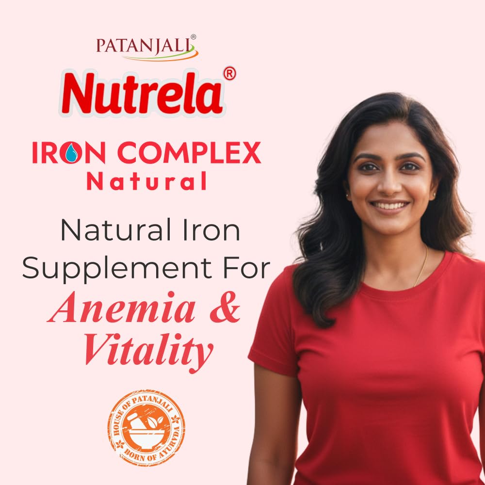 NUTRELA Iron Complex Mineral Supplement Capsules, Vegetarian, Mandoor Bhasma & Plant Extracts - front view (11)