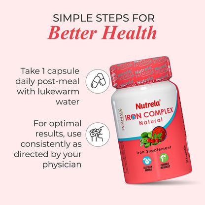 NUTRELA Iron Complex Mineral Supplement Capsules, Vegetarian, Mandoor Bhasma & Plant Extracts - ingredients panel (15)