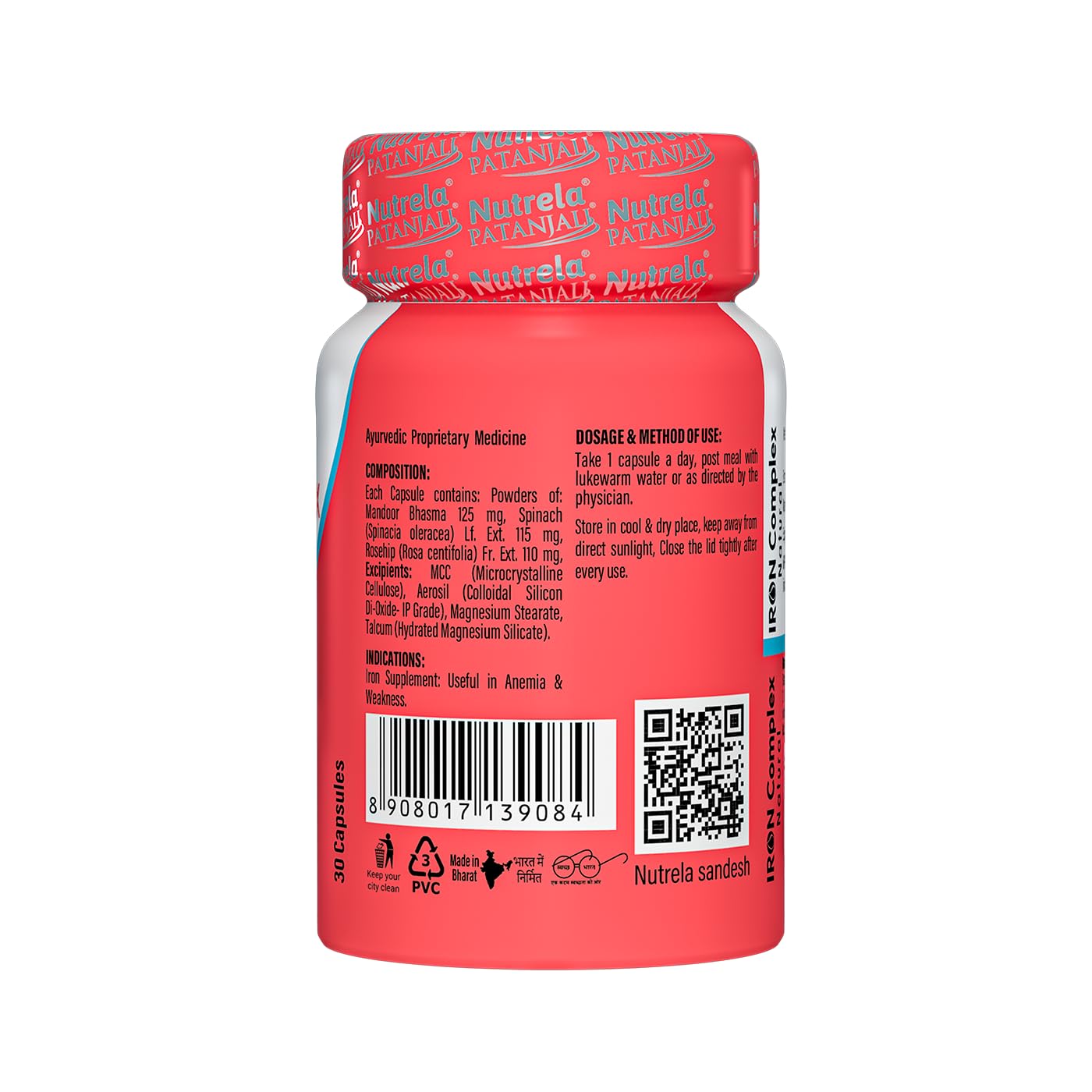 NUTRELA Iron Complex Mineral Supplement Capsules, Vegetarian, Mandoor Bhasma & Plant Extracts - in use (17)
