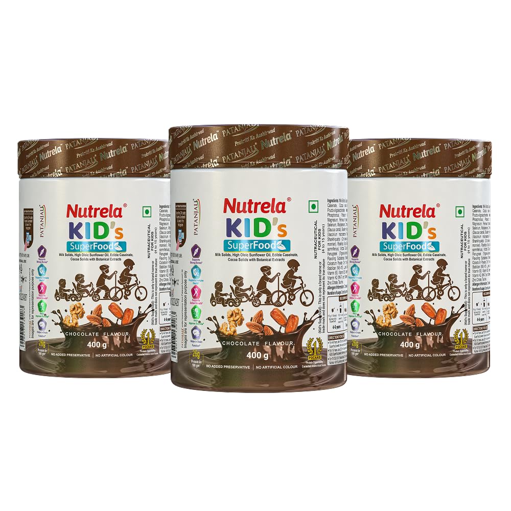 Nutrela Kids Protein Powder, Chocolate Flavor, Vegetarian Protein Supplement with PDCAAS Score of 1