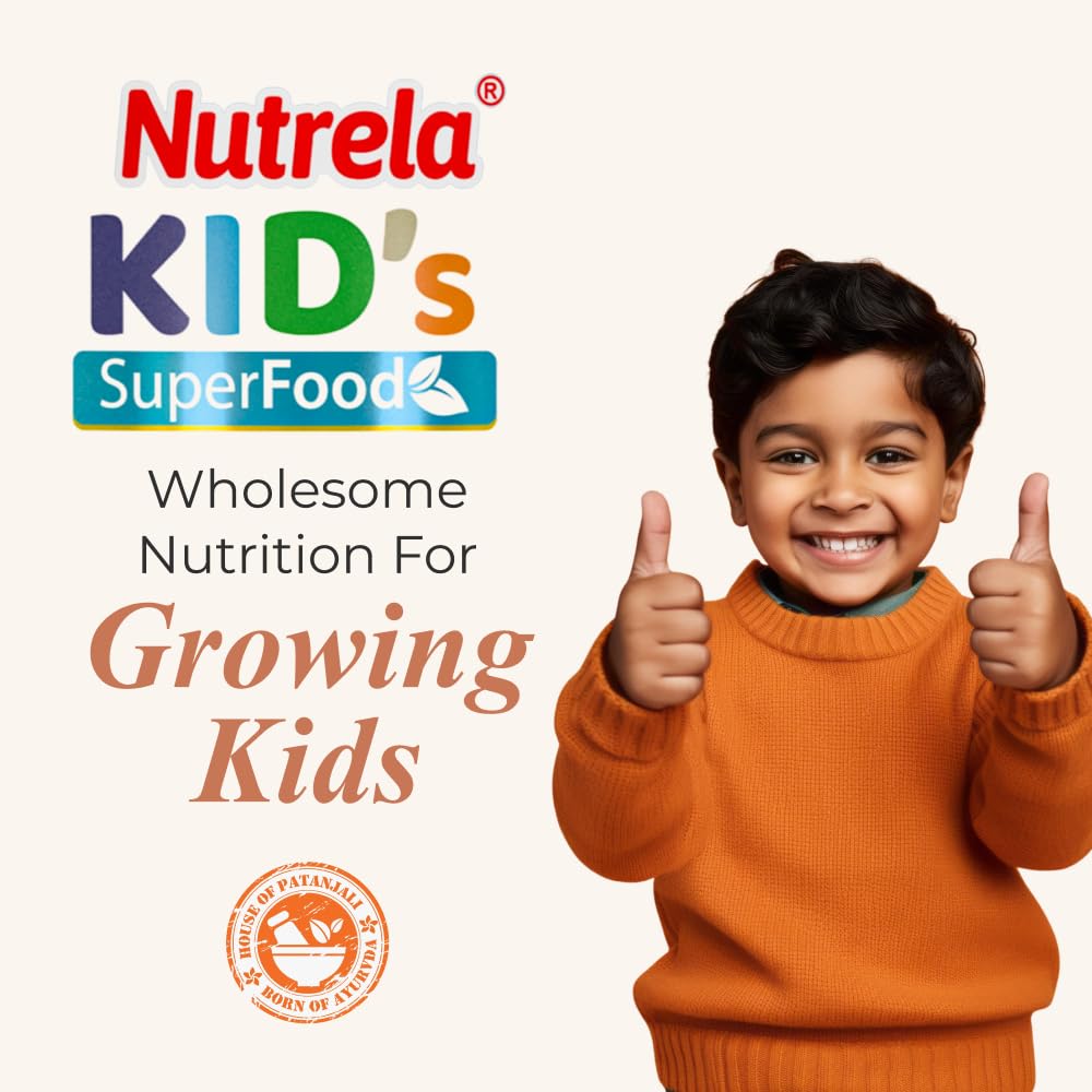 Nutrela Kids Protein Powder, Chocolate Flavor, Vegetarian Protein Supplement with PDCAAS Score of 1 - front view