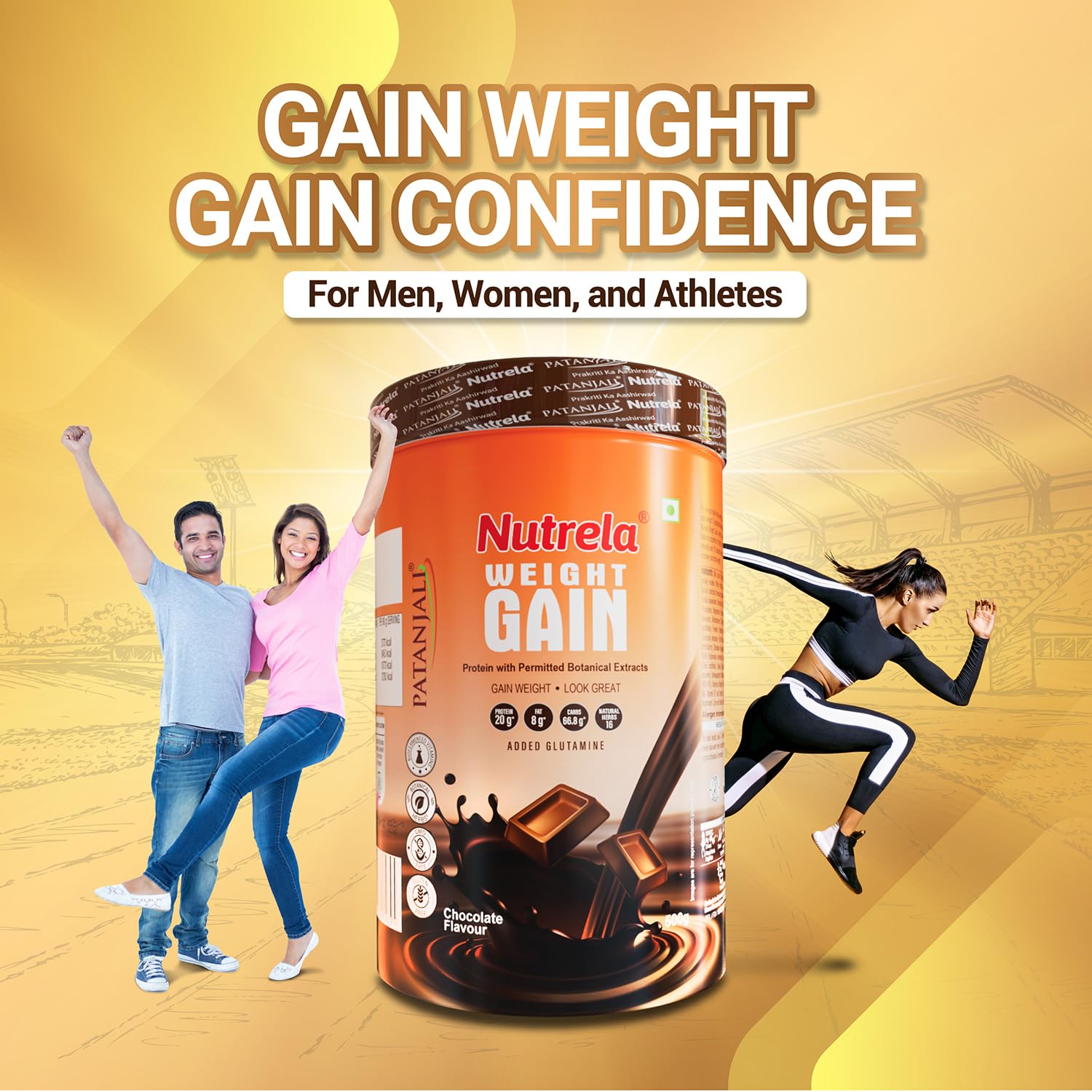 NUTRELA Mass Gainer Powder, Meal Replacement Beverage, with Vitamins and Herbs - in use (29)