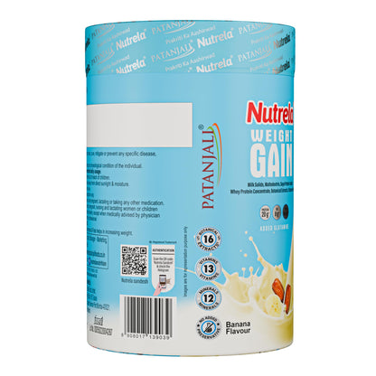 NUTRELA Mass Gainer Powder, Meal Replacement Beverage, with Vitamins and Herbs - back view