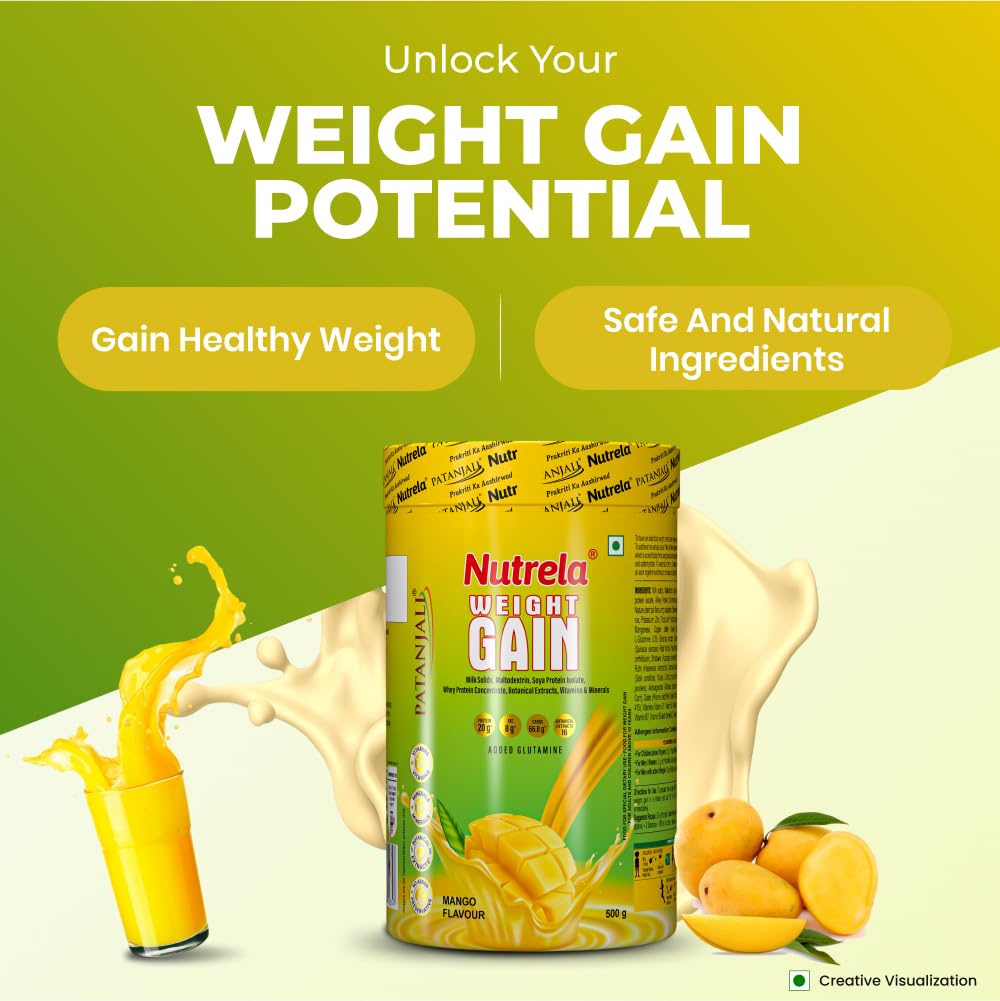 NUTRELA Mass Gainer Powder, Meal Replacement Beverage, with Vitamins and Herbs - back view (32)