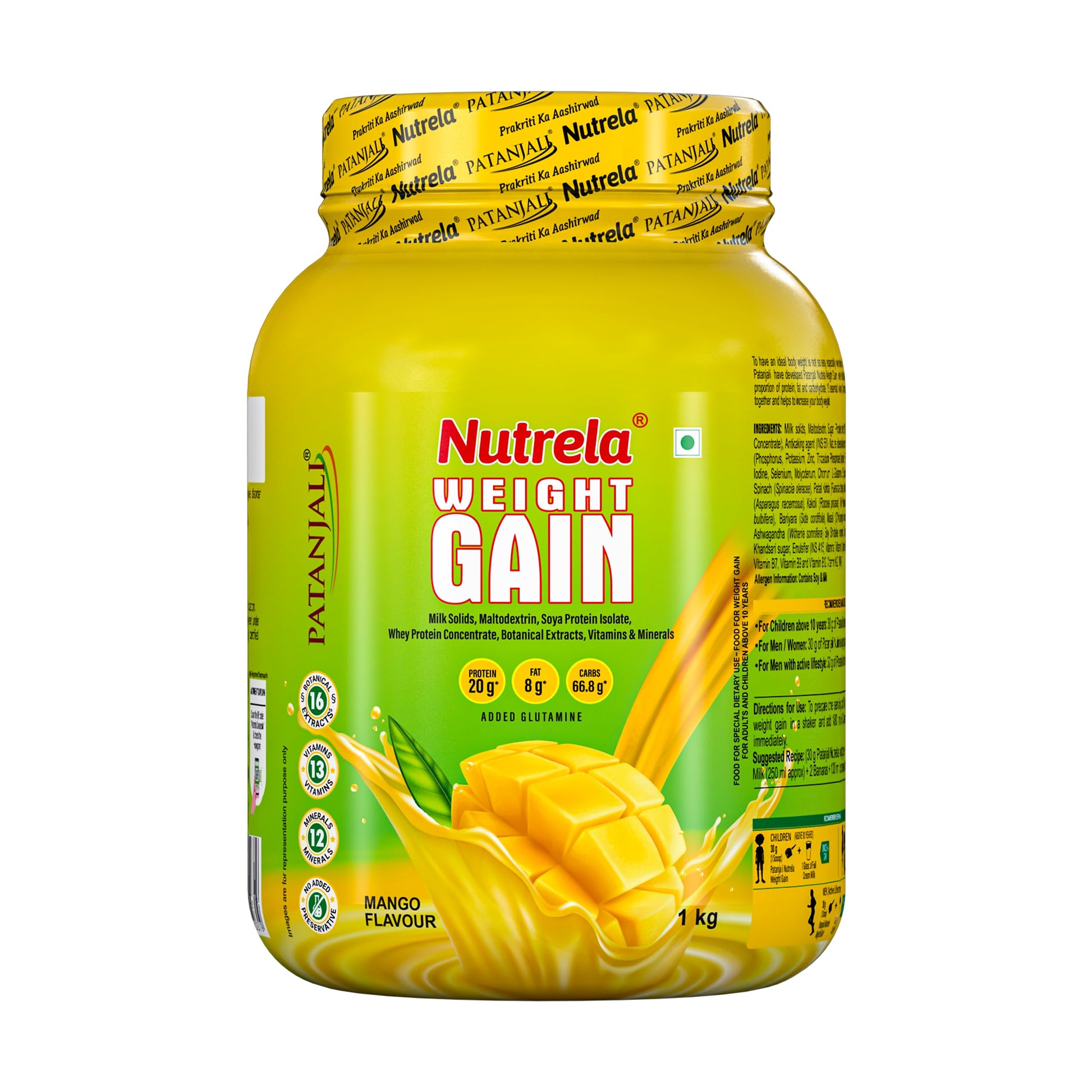 NUTRELA Mass Gainer Powder, Meal Replacement Beverage, with Vitamins and Herbs (39)