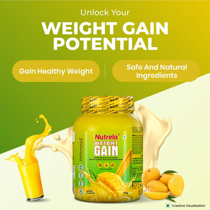 NUTRELA Mass Gainer Powder, Meal Replacement Beverage, with Vitamins and Herbs - front view (40)
