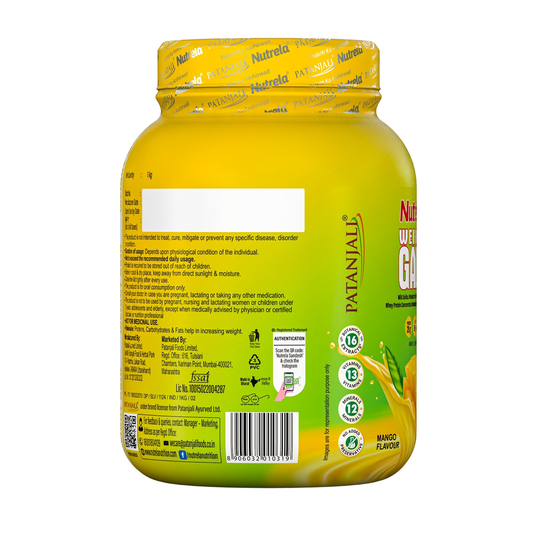 NUTRELA Mass Gainer Powder, Meal Replacement Beverage, with Vitamins and Herbs - close-up detail (45)