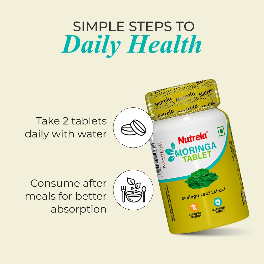 NUTRELA Moringa Leaf Extract Tablets, 60 Tablets, Nutritional Supplement for Adults - packaging