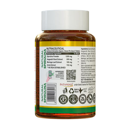 NUTRELA Nutrition Spirulina Tablets - Herbal Supplement with Spirulina, Amla, Moringa & Ashwagandha - Gluten-Free, Vegan Tabl