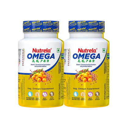 NUTRELA Omega 3 6 7 9 Supplement, 60 Veg Softgels, with Flaxseed Oil and Sea Buckthorn Oil (10)