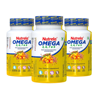 NUTRELA Omega 3 6 7 9 Supplement, 60 Veg Softgels, with Flaxseed Oil and Sea Buckthorn Oil (12)